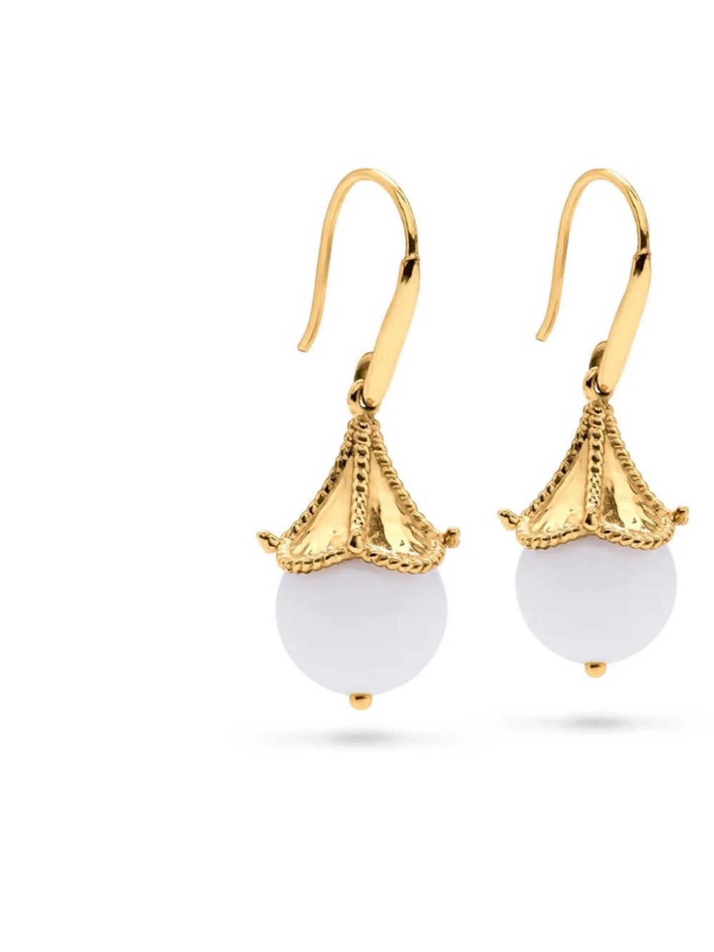 Capucine de Wulf Gold and White Agate Drop Earrings - Women's Jewelry